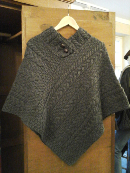 Merino Ladies Poncho, Charcoal